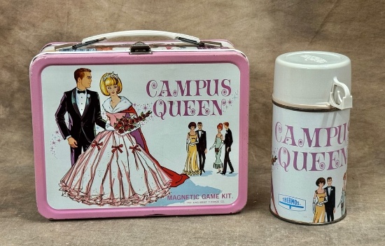 Vintage 1967 Campus Queen Metal Lunchbox with Thermos