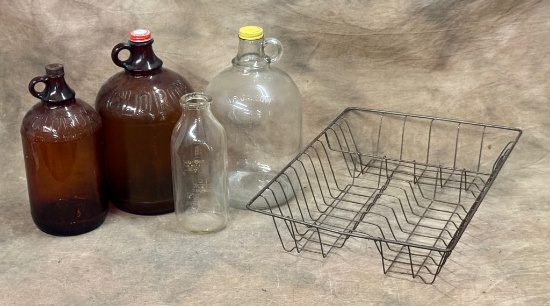 Wire Dish Drainer with Bottles