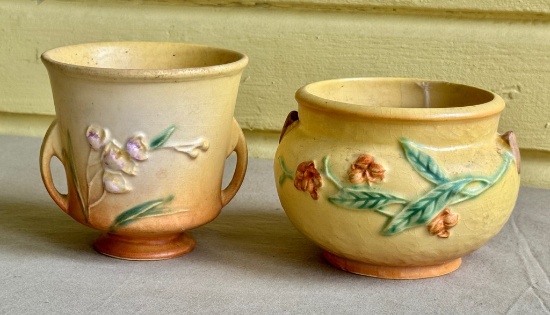 Roseville Pink Ixia Pattern Vase And Roseville Bittersweet Vase