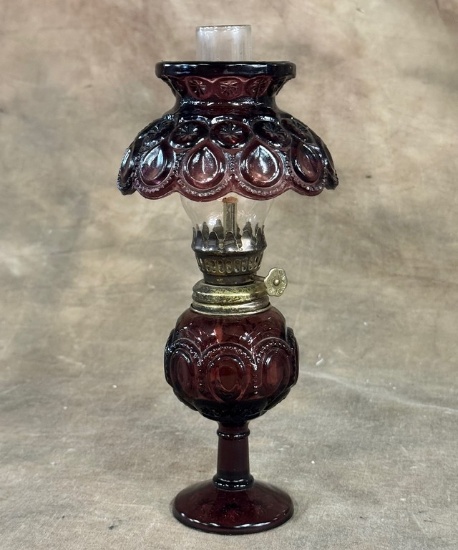 Nice Purple Pressed Glass Miniature Oil Lamp