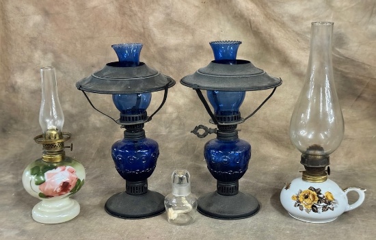 Lot Of 5 Small Oil Lamps