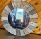Round Mirror with Wooden Piece-Work Frame