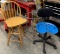 Two Rolling Chairs, One Bar Stool and a Round Table Base