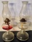 Pair of Clear Glass Oil Lamps
