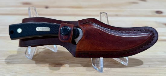 Old Timer Single Blade Skinning Knife In Leather Sheath