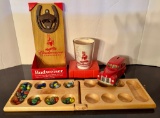 Collectible Budweiser Glass, Dye Cast Opener, Bank Lot