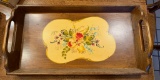 Vintage Hand-Painted Wooden Serving Tray