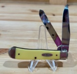 Case XX Yellow Handled Double Blade Pocket Knife In Box