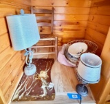 Group of Household Items Including Lamps