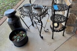 Milk Can, Planter and Two Plant Stands