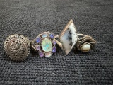 Four Sterling Silver Rings