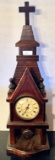 Vintage 1990s Folk Art Cathedral-Style Quartz Mantle Clock