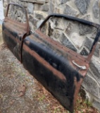 Lot of Vintage Car Parts Including Hood, Doors, and Fenders