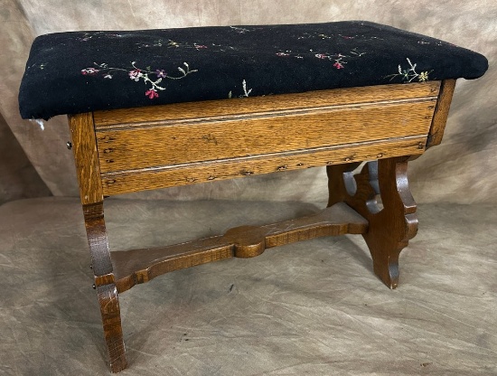 Small Carved Stool with Flip Top