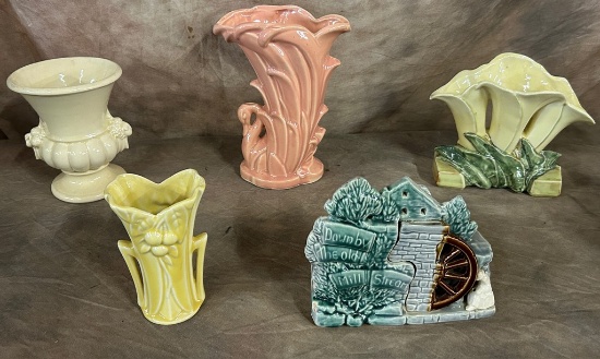 Lot of Five McCoy Vases/Planter