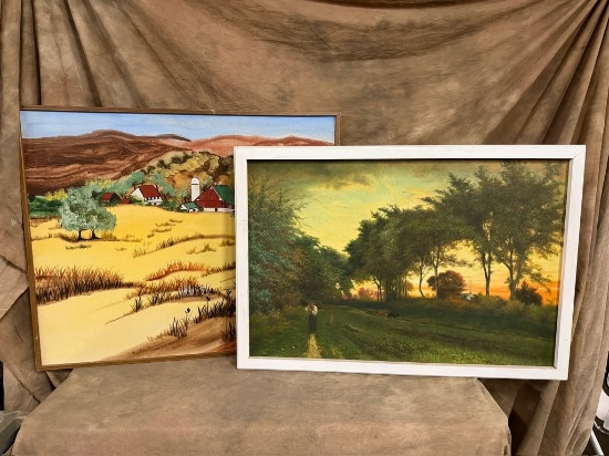 Two Framed Oil on Canvas Paintings