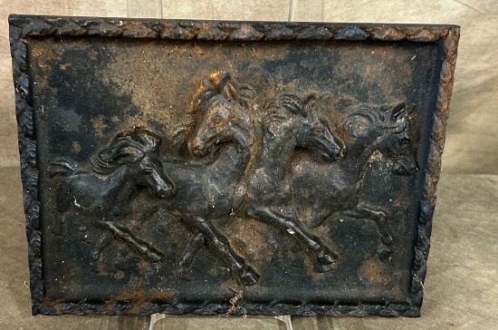 Cast Iron Horses in Motion Wall Plaque