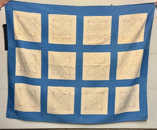 Antique Hand Stitched And Embroidered Quilt