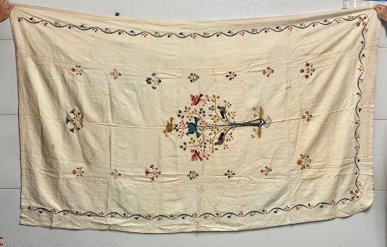 Antique Embroidered Tablecloth