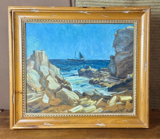 Oil On Board Coastal Scene Signed Alice CD Rounds