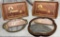 Pair of Margquetry Wooden Trays, Rubber Maid Lazy Susan and a Wood Framed Mirror