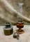 Turned Wooden Base Oil Lamp and Brass Oil Lamp Base