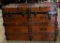 Wooden, Metal and Leather Flat Top Trunk