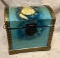 Wooden Round Top Trunk with Painted Cat