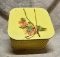 Vintage Yellow Wicker Sewing Basket