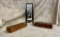 Lot of Two Carved Wooden Glove Boxes and Doll Stand Up Mirror