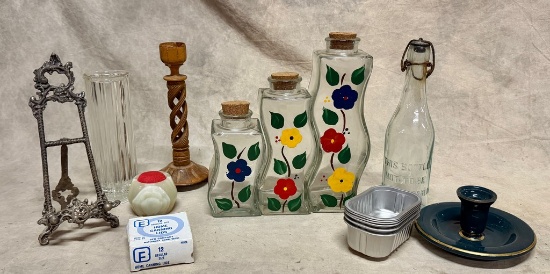 Vase, Candlesticks and Other Assorted Items