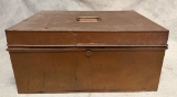Vintage Copper Colored Metal Container with Hinged Lid