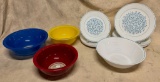 Set of Three Stackable Pyrex Bowls and Corelle Ware Dishes
