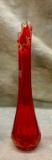 L.E. Smith Amberino Swung Glass Vase