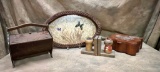 Cradle Sewing Box,  Japanese Kokeshi Doll Bookends and More