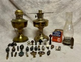 Two Electric Oil Lamps and Parts