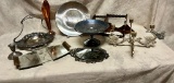 Metal Items and a Corner Wooden Shelf