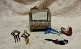 Brass and Glass Jewlery Trinket Box