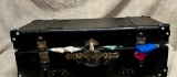 Shwayder Trunk Mfg. Co. Black Leather Case with Reinforced Edges and Corners with Decorative Straps