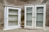 Two Small Table-Top Cabinets with Glass Doors and Sides