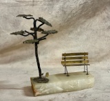 Brass Tree Sculpture on Stone