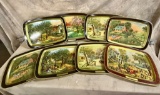 Eight American Homestead by Currier and Ives Trays/Wall Plaques