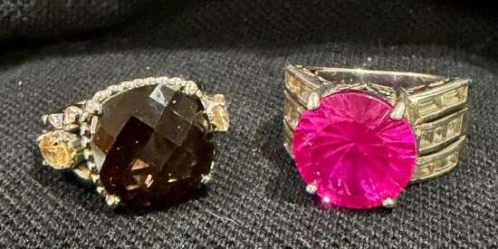 Two Gemstone Sterling Silver Rings