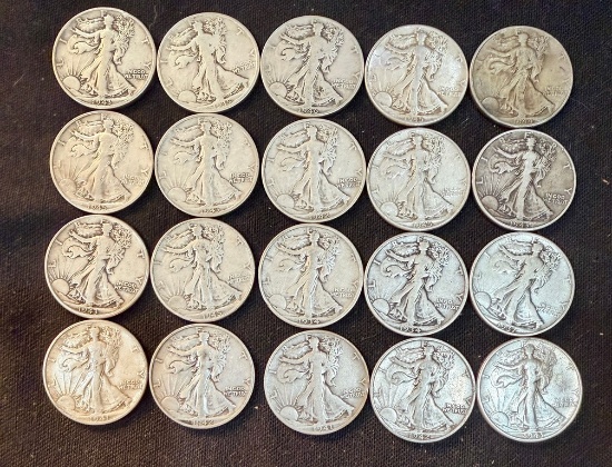 (10) Walking Liberty Silver Half Dollars  Mixed Dates