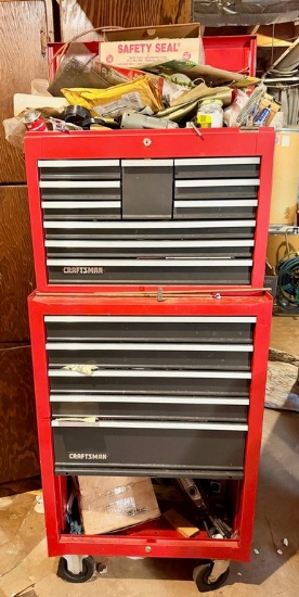 Craftsman Fifteen Drawer Two Section Tool Box-Full of Tools
