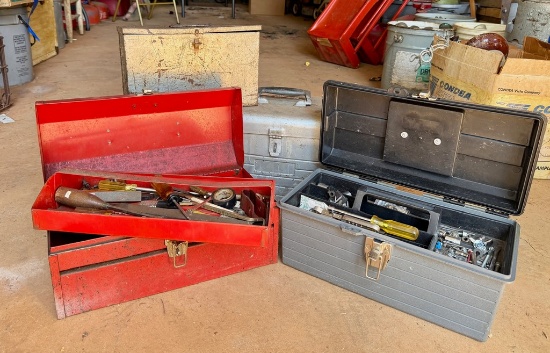Group of Four Tool Boxes with Contents