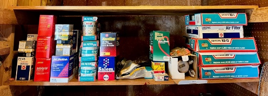 Shelf Lot with Air Filters and Oil Filters