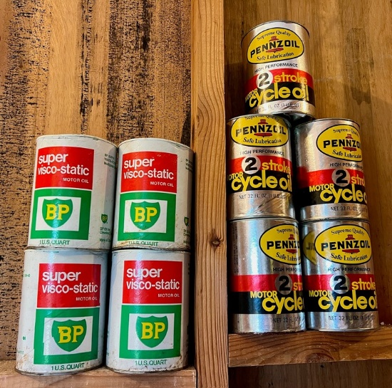 BP Suprer Visco-Static Motor Oil Cans FULL