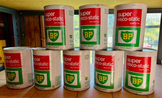 BP Suprer Visco-Static Motor Oil Cans FULL