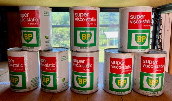 BP Suprer Visco-Static Motor Oil Cans FULL